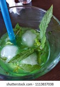 Refreshing drink mohito with melissa lemon and ice