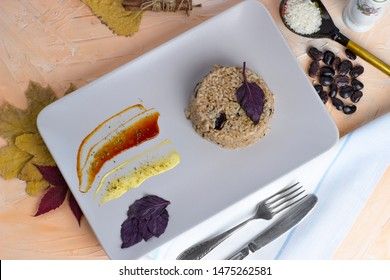 Congri dish of Cuban national cuisine. Congri, Rice with beans, a typical dish of Cuban food. Simple but delicious dish of rice with fried beans and Congri, typical Cuban dish