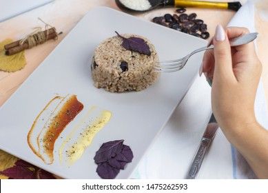 Congri dish of Cuban national cuisine. Congri, Rice with beans, a typical dish of Cuban food. Simple but delicious dish of rice with fried beans and Congri, typical Cuban dish