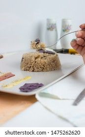 Congri dish of Cuban national cuisine. Congri, Rice with beans, a typical dish of Cuban food. Simple but delicious dish of rice with fried beans and Congri, typical Cuban dish