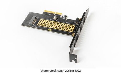 M.2 NVMe to PCIeX adapter board for SSD on white background